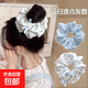 Popular blue and white polka dot large intestine hair ring girl heart hair accessories blue and white + polka dots 2 pieces in total