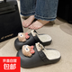 Waterproof cotton slippers for men and women in autumn and winter 2025 new home indoor thick-soled non-slip baby warm Birkenstock shoes black-thick velvet toe cotton slippers Shirley Mei 40.5 40-41 One size too small