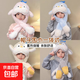 Baby penguin scarf hat with moving ears, winter super cute thickened baby and child ear protection integrated plush hat, khaki color - can move when pinched (recommended for 2-6 years old)