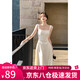 Zuo Xu white suspender dress for women 2025 new summer thin seaside resort style mid-length skirt for women slimming white wide suspender dress when/next day delivery L (110-120Jin Jin equals 0.5 kg)