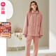 Fenton fluffy couple pajamas autumn and winter new warm anti-static coral velvet large size can be worn outside home clothes set