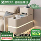 Hexuan Multifunctional Sofa Side Cabinet Smart Solid Wood Storage Cabinet with Socket Living Room Premium Slate Sofa Side Table Storage Cabinet Beige Bull Socket + Light Strip + Wireless Charging Width 30*Length 80*H 85cm