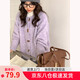 Clothes yuan round neck horn button knitted sweater 2025 autumn and winter new purple cardigan jacket women's gentle lazy casual top purple regular one size (85-120Jin Jin equals 0.5 kg)