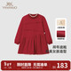 YEEHOO girls' skirts plus velvet autumn and winter warm girls' dresses long-sleeved skirts festive New Year's wear