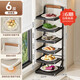 Fantasy kitchen food preparation rack folding wall-mounted multi-layer side dish storage rack no punching multi-functional dish storage rack foldable carbon steel black six layers
