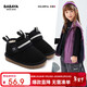 Baba Duck children's snow boots 2025 new versatile plus velvet girls' baby shoes winter boys' warm cotton shoes black 31