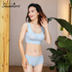 Saisamorn Thai natural latex underwear bra and panty set SA8002 blue L