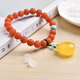 Ouchini Yunnan Natural Baoshan Nanhong Beeswax Bracelet Single Circle Amber Lucky Bag Pendant Bracelet Turquoise Women's Style