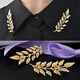 VISITEZ les chemises pour hommes et femmes décorées de feuilles d'arbre dorées rétro en trois dimensions, broche d'oreille de blé, collier à épingles, clip de col à boutons pour femmes, or or gtrd