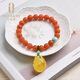 Ouchini Yunnan Natural Baoshan Nanhong Beeswax Bracelet Single Circle Amber Lucky Bag Pendant Bracelet Turquoise Women's Style