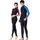 DIVE&SAIL Sun Protection Wetsuit Women's Long Sleeve One-piece Swimsuit Couple Wetsuit Adult Hooded Jellyfish Suit Men's Warm Swimsuit 704 Side Strips Blue No Pad XXL