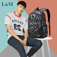 L&M middle school students' schoolbags for men and women, Korean version, junior high school students, high school students' backpacks, college students' backpacks, primary school students' large capacity, black and gray (standard version) with watch + pencil case + arm bag