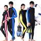 DIVE&SAIL Sun Protection Wetsuit Women's Long Sleeve One-piece Swimsuit Couple Wetsuit Adult Hooded Jellyfish Suit Men's Warm Swimsuit 704 Side Strips Blue No Pad XXL