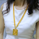 Qianying Jewelry yellow gold dragon brand necklace men's faucet tank chain boss chain large square pendant tag imitation jewelry commonly known as placer gold plated chain imitation gold pendant imitation Vietnam sand gold fast delivery with ring 0.1 anti-counterfeiting label price 2988