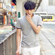 Handaiwei POLO shirt men's Korean printed T-shirt Paul shirt casual stand collar POLO shirt 4396 Gray XL
