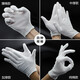 White ceremonial gloves, thickened work gloves, cotton jersey labor insurance, pure cotton Baowen play beads gloves, driver reception work gloves, review performance gloves, thickened version (12 pairs), one size fits all