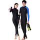 DIVE&SAIL Sun Protection Wetsuit Women's Long Sleeve One-piece Swimsuit Couple Wetsuit Adult Hooded Jellyfish Suit Men's Warm Swimsuit 704 Side Strips Blue No Pad XXL