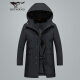 Septwolves mid-length down jacket men's winter new hooded thickened warm men's fashion jacket clothes 1976001 black 190/104A (XXXXL)