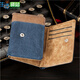 Jiahe Life Men's Wallet Korean Tri-fold Canvas Wallet Men's Retro Student Coin Purse Card Holder Blue