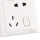 Schneider Electric dislocation five-hole socket with switch 86 type one open five-hole power switch socket panel Ruiyi series white