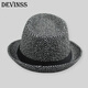 DEVINSS礼帽男士秋冬季小礼帽新款休闲保暖毛呢帽爵士舞帽子时尚有型毡帽 灰色