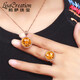 Lescreation Lisa Jewelry Natural Citrine Diamond Ring Pendant Set 18K Rose Gold Citrine Gemstone South African Diamond Necklace for Women 9.46 Carats 18K Gold Citrine Diamond Ring (Remark Hand Size)
