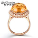 Lescreation Lisa Jewelry Natural Citrine Diamond Ring Pendant Set 18K Rose Gold Citrine Gemstone South African Diamond Necklace for Women 9.46 Carats 18K Gold Citrine Diamond Ring (Remark Hand Size)