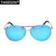Gravel Sunglasses for Men and Women Polarized Driving Sunglasses Aluminum Magnesium Color Changing Toad Glasses Clear Flying Glasses Fixed Myopia Glasses Silver Frame-Ice Blue Film (Polarized)