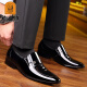 Elderly scalp shoes men's summer new bright leather men's business formal shoes pointed toe genuine leather breathable wedding shoes men's shoe covers flat heels - black 40