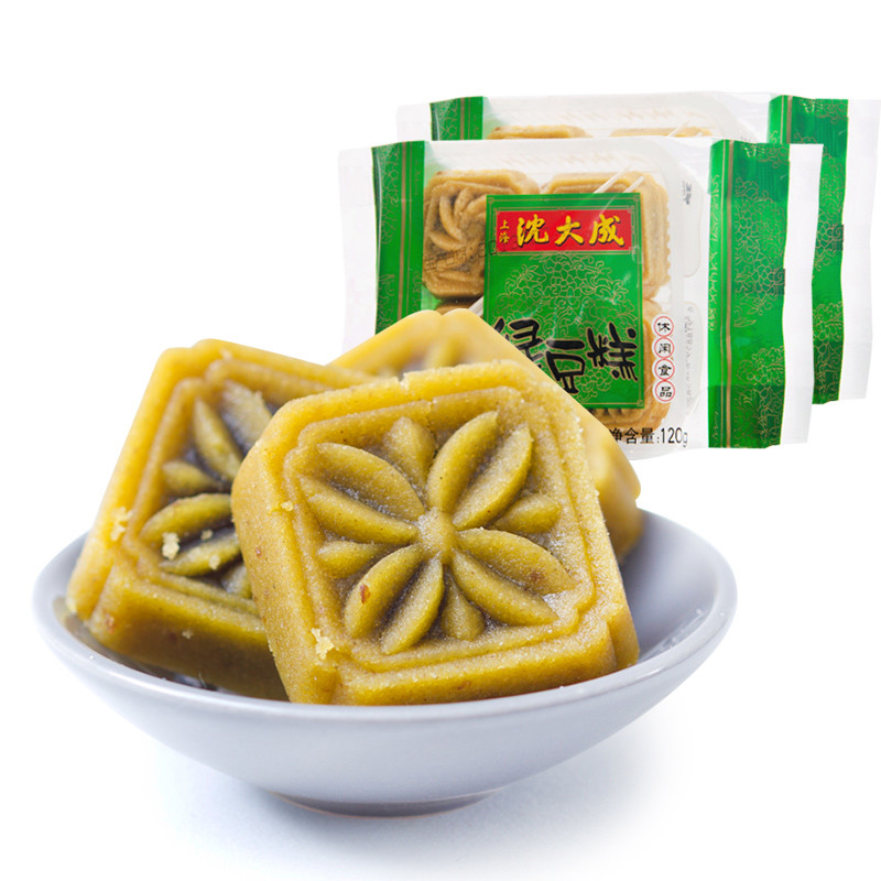 上海特产小吃 绿豆糕 点心 绿豆糕老式豆沙馅绿豆饼 120g * 2包