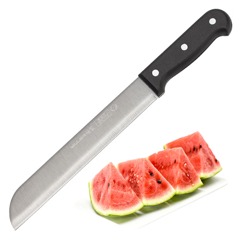 不锈钢西瓜刀厨房家用切哈密瓜刀瓜果刀加长圆头水果刀具 黑手