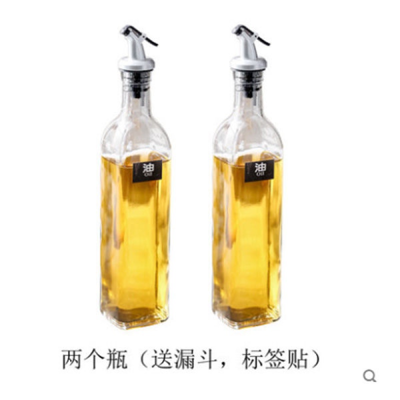 北欧家用油瓶醋壶麻油香油单个橄榄油瓶厨房用品 两个油瓶(标签贴跟漏斗)
