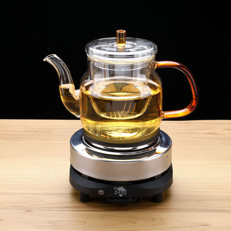 玻璃煮茶器黑茶养生壶蒸茶壶电煮茶壶家用耐高温烧水泡茶壶 600毫升煮茶壶 壶+电热炉
