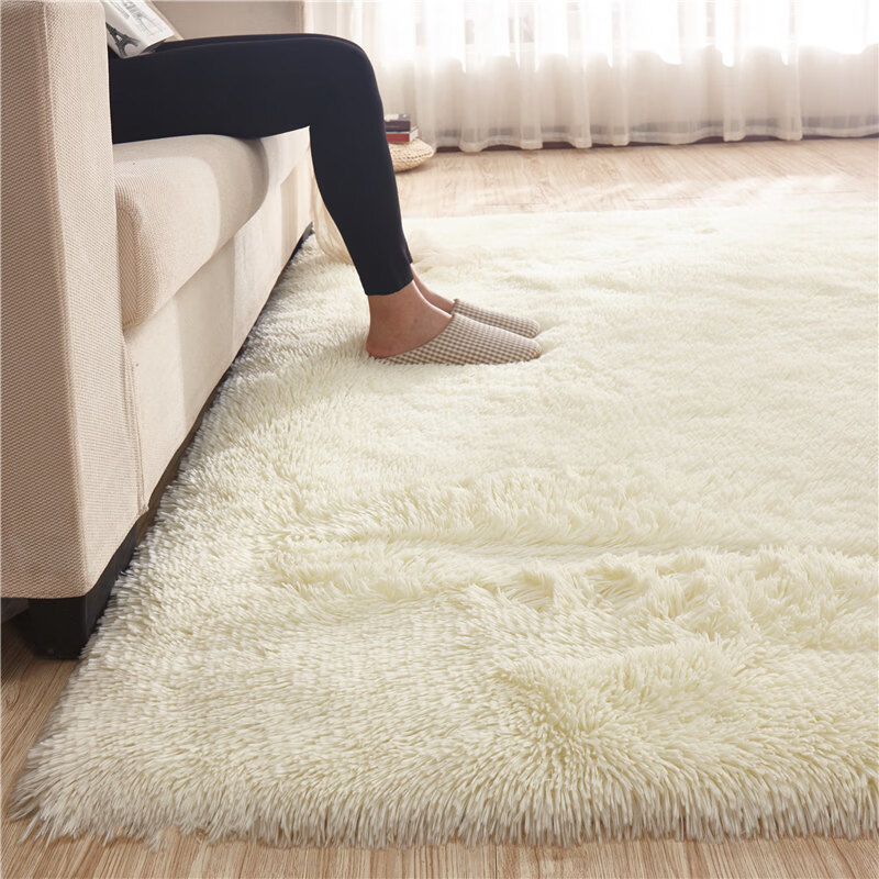长毛加厚丝绒地毯地毯茶几地毯床边毯垫 米白色 40*120CM【亏本特价】