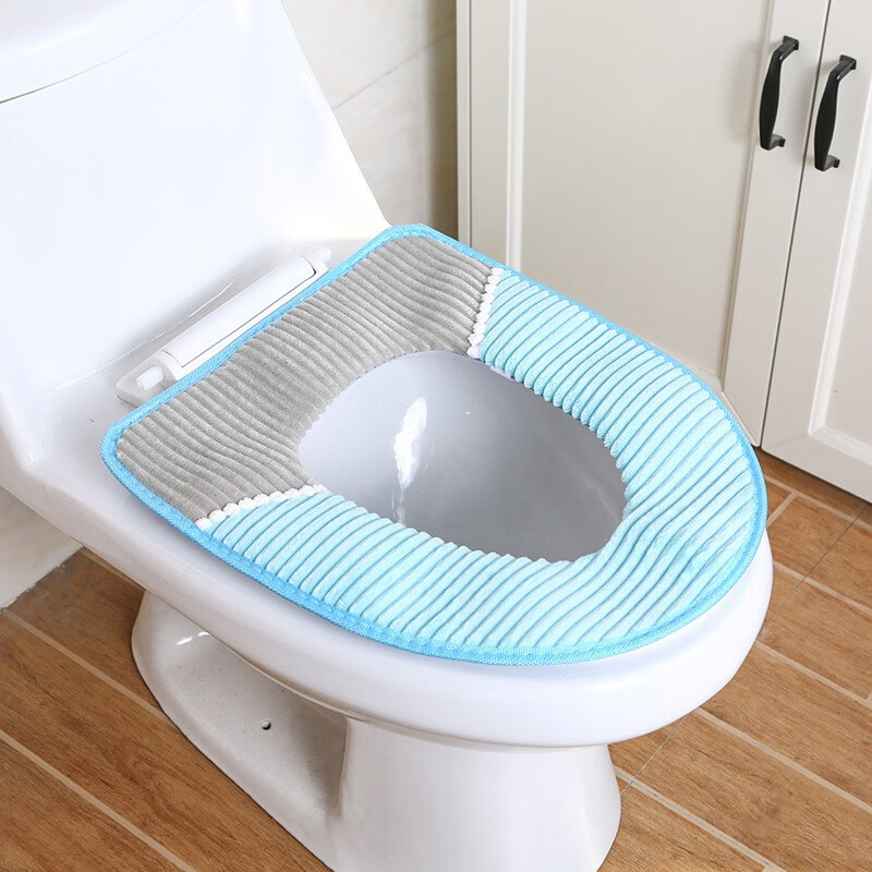 坐便器垫子座圈马桶垫厕所坐垫通用套暖暖加厚家用毛绒冬季 蓝色