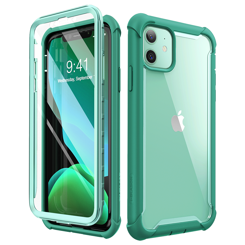 i-Blason 苹果11手机壳11pro防摔iPhone11promax保护套全包透明外卖男防溅水 苹果11 浅绿-【带屏保】