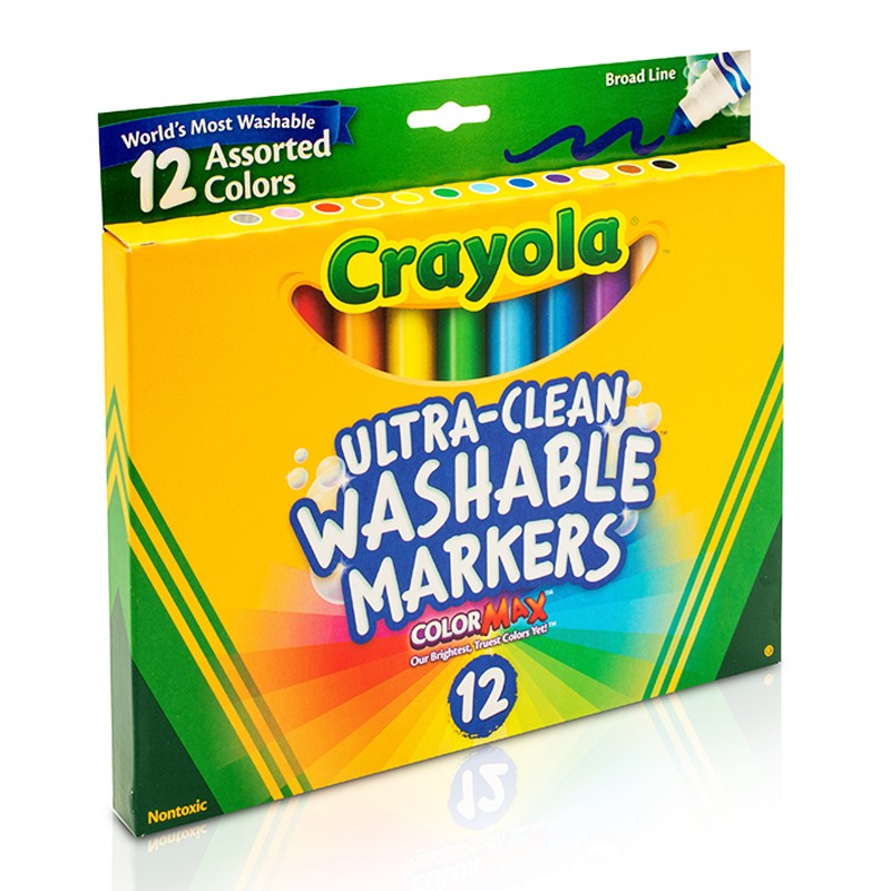 绘儿乐Crayola 水彩笔无毒可水洗 儿童宝宝绘画工具 12色粗头画画笔绘画文具 12色粗头