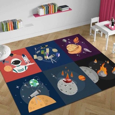 北欧ins地毯地毯简约现代儿童可爱女生网红房间地毯 卡通宇宙 50*80厘米