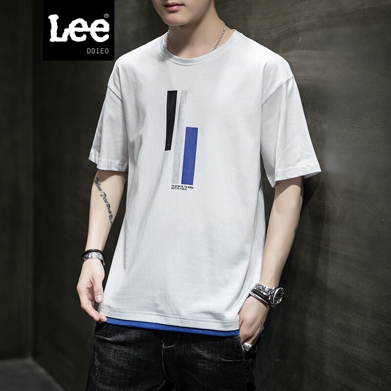 LEE DDIEO男士短袖T恤夏季新款2020韩版潮流体恤男装潮牌上衣服 白色 L