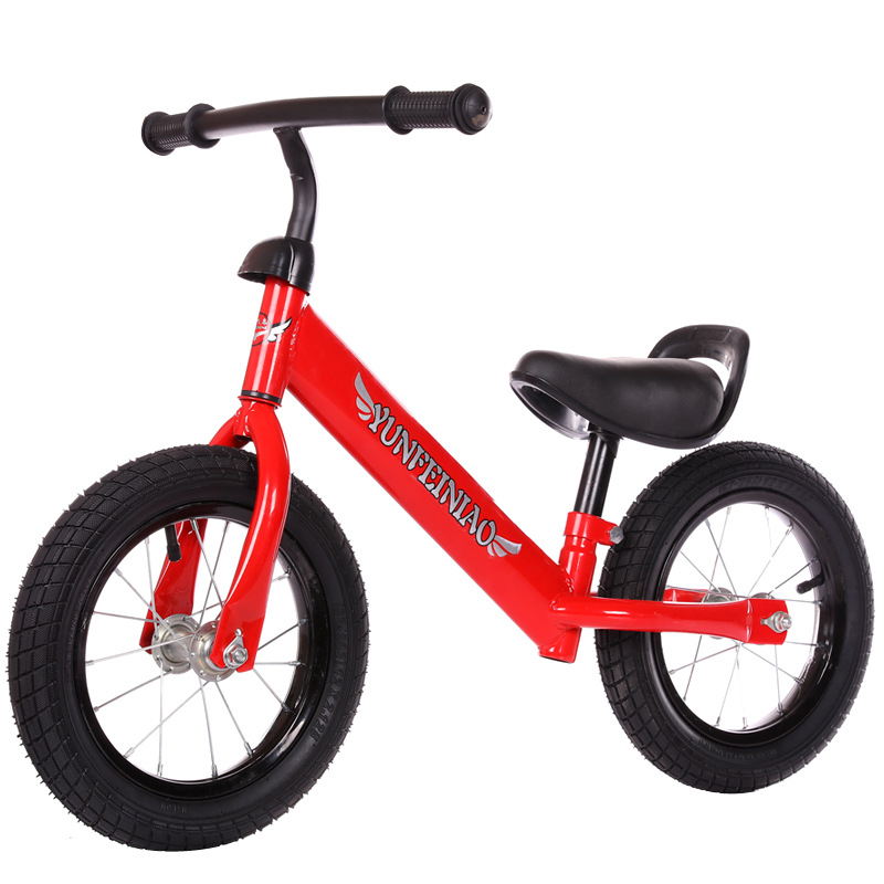 儿童平衡车充气轮学步车溜溜车12寸辐条轮平衡车 红色 12