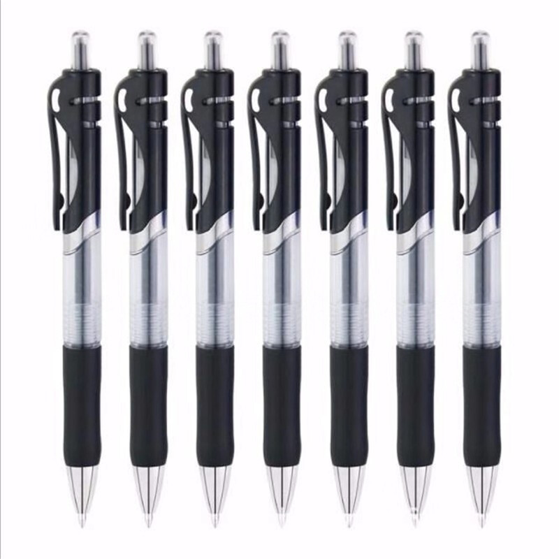 巨能写中性笔经典按动0.5笔芯黑色商务办公碳素笔签字笔学生考试文具子弹头水性笔中性笔 1支笔+20支笔芯