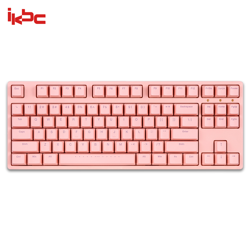 ikbc W200 机械键盘 2.4G无线 游戏键盘 87键 cherry轴 樱桃轴 无线机械键盘 粉色 静音红轴