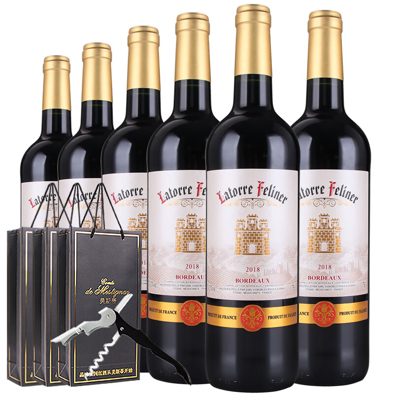 拉图菲丽娜 波尔多干红葡萄酒 750ml*6瓶红酒整箱装 1