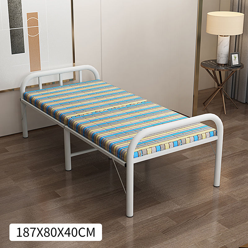 折叠床单人床家用成人午休床简易便携办公室双人床午睡陪护床 蓝色条纹宽80CM  加厚加固款
