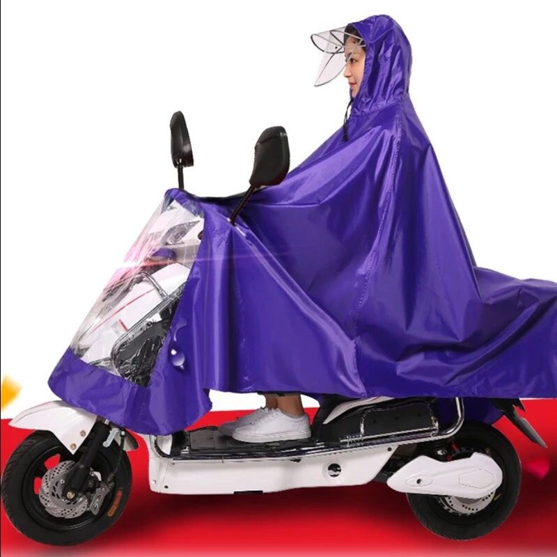 电动车雨披单人自行车摩托车成人学生大帽檐加大加厚雨衣男女 新款紫