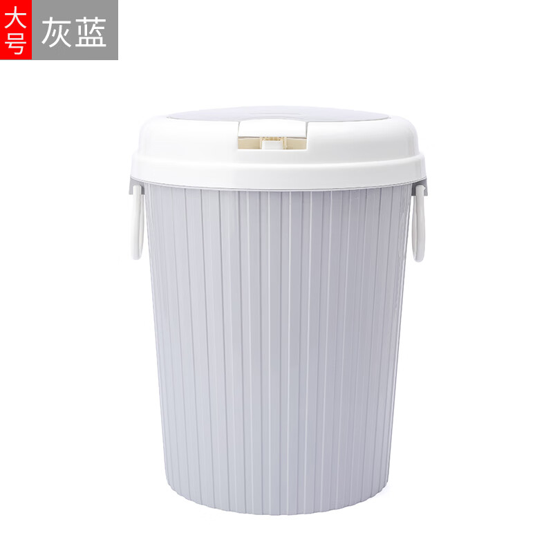 垃圾桶带盖创意弹盖式分类垃圾桶客厅塑料垃圾篓家用厨房卫生间大号带盖纸篓k 灰蓝色(大号)