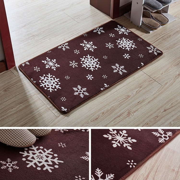 珊瑚绒地毯地毯地毯床边门厅 咖啡雪花 50*80厘米