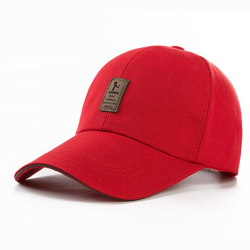 棒球帽子男士春季夏天太阳帽子女鸭舌帽遮阳帽运动帽透气户外旅游钓鱼帽子 红色 均码