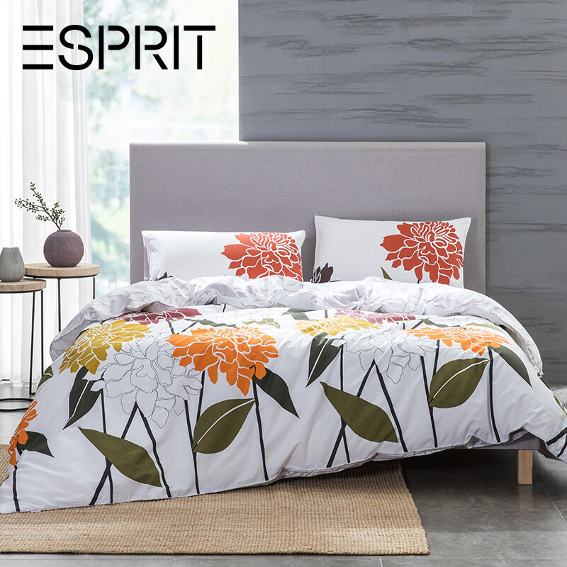 ESPRIT 埃斯普利特 家纺 全棉花卉美棉四件套床单被套床上四件套纯棉 1.5米床 200*230cm
