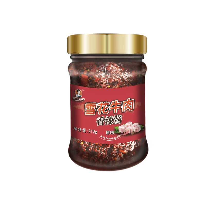 京东农牧/黑牛妈妈 雪花牛肉香辣酱调味酱 拌饭拌面下饭菜 210g 原味